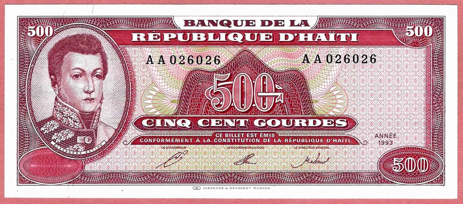 Haiti 500 Gourdes 1993 Unc 650